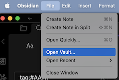 Open folder as vault inside Obsidian
